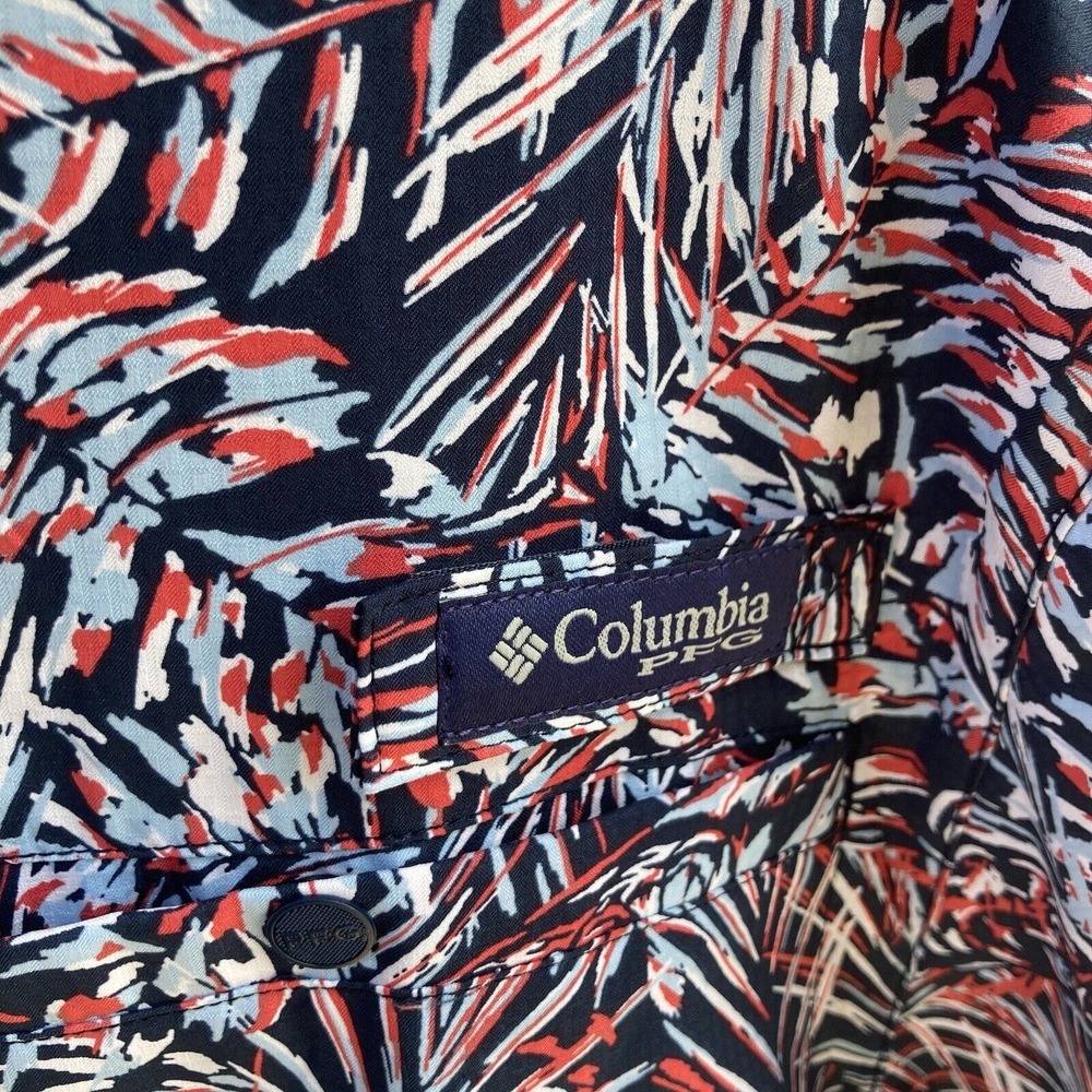 Columbia PFG Shirt Men's Small Super Tamiami Omni-Shade Fishing Red White Blue - Picture 2 of 8
